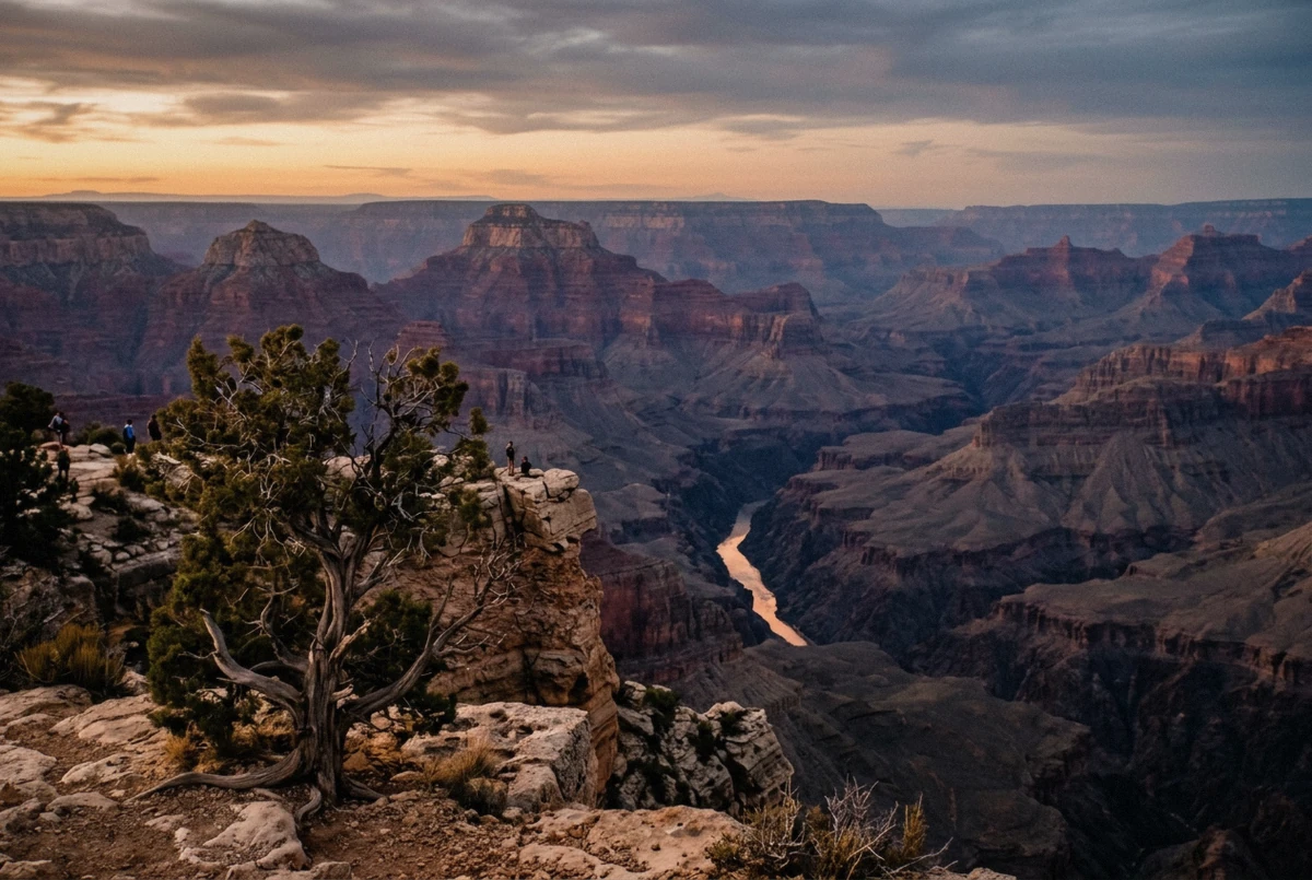 Layered cliffs of the Grand Canyon South Rim at golden hour, backdrop of a Grand Canyon Arizona photoshoot